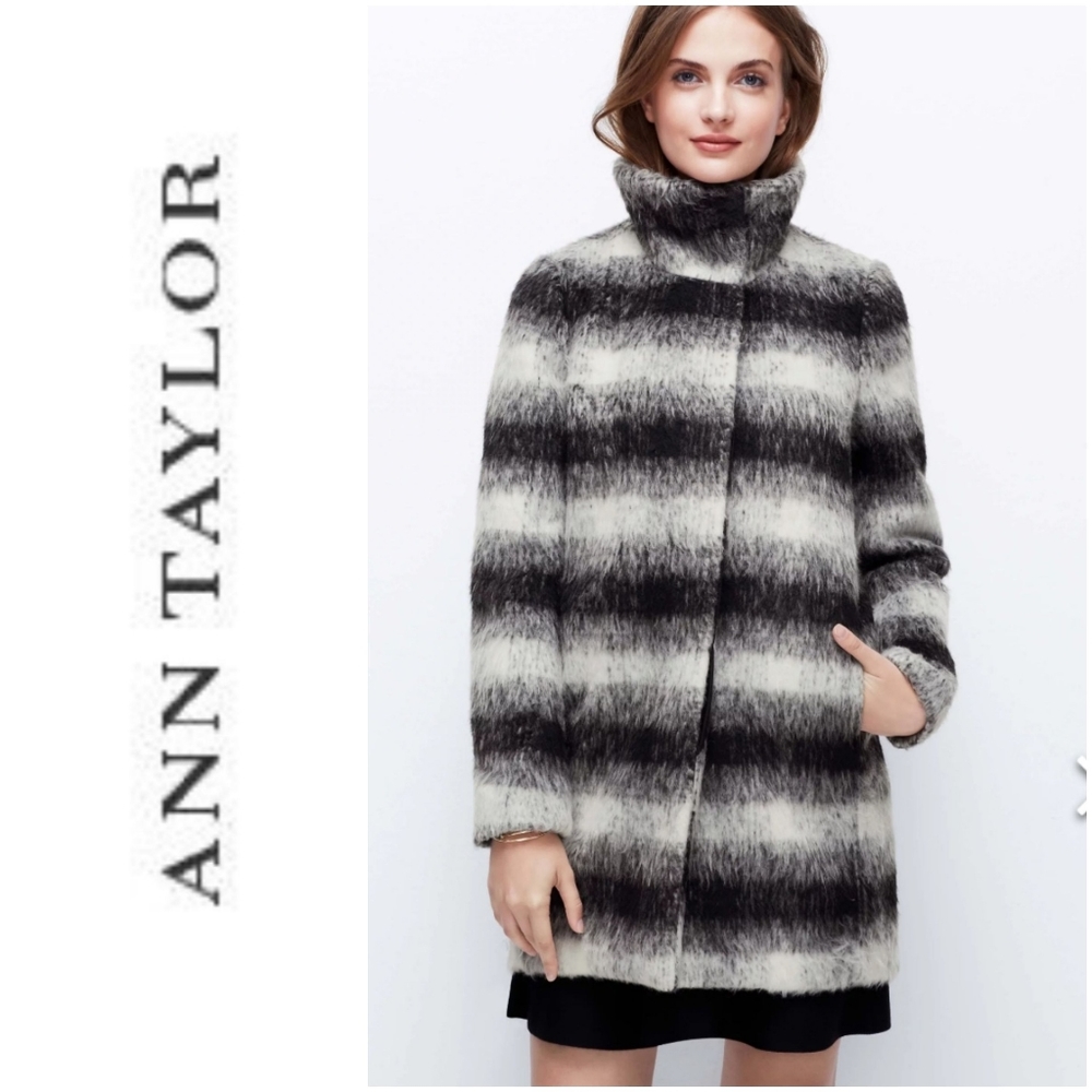 Ann Taylor Wool Shag Stand Collar Coat